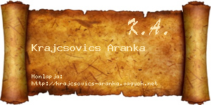 Krajcsovics Aranka névjegykártya