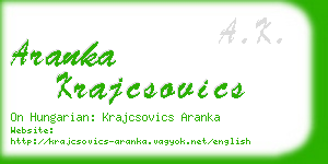 aranka krajcsovics business card